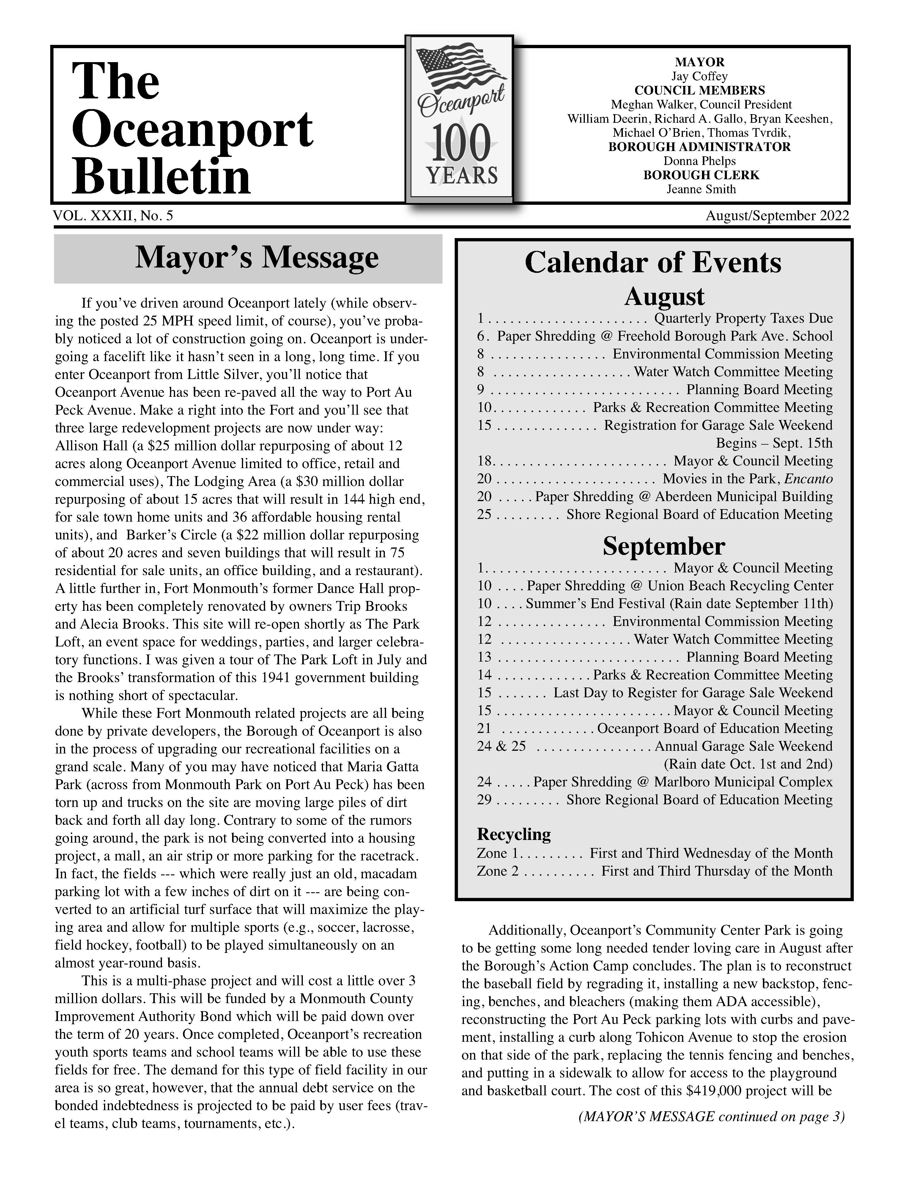 2022 Aug/Sept Bulletin Newsletter